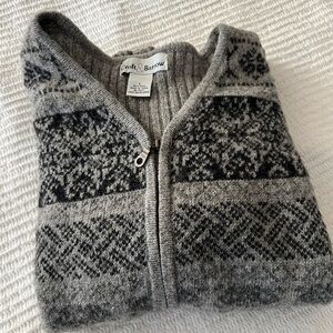 Croft & Barrow Gray Patterned Women’s Wool SweaterZip Cardigan Size L